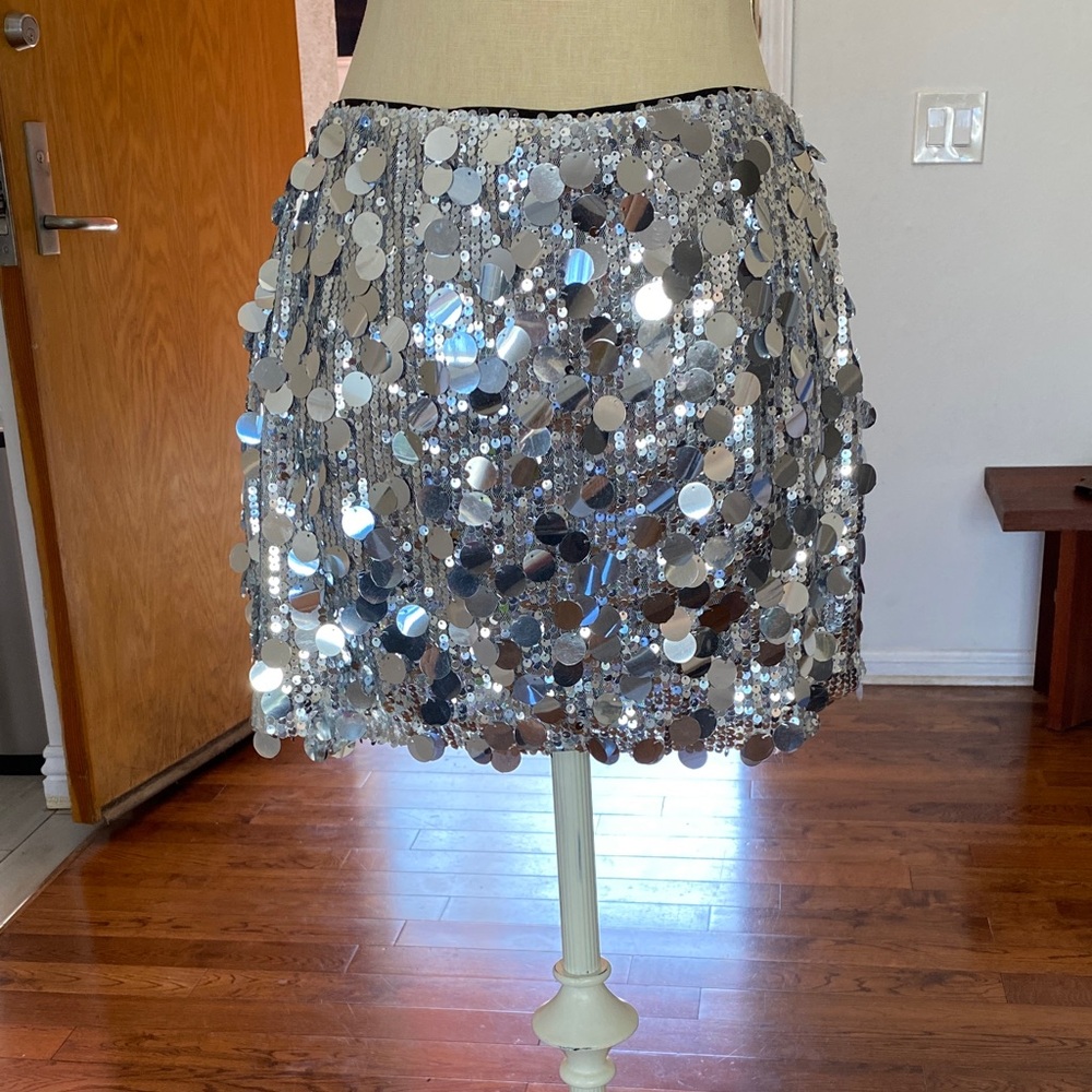 Glamorous Silver Disc Mini Skirt